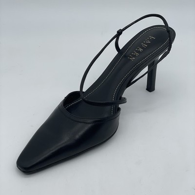 Ralph Lauren Liani Strappy 3.5 in Heels Women s 8.5 B Black Leather Classic