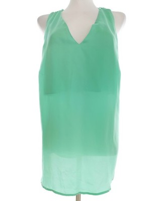 SIMPLY Y.A.S Damen Bluse Gr. 42 Grün Ärmellos Einfarbig V-Ausschnitt