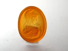 PARIS PRINCE of TROY honey amber Venetian glass Cameo*Oval*29mmx22mm*loose gem
