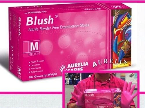 200 GLOVES Bright PINK Aurelia BLUSH Nitrile LATEX FREE Medical Exam DIsposable