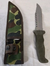 Buck 639 Vintage 1986 Survival Knife + CAMO sheath GREAT CONDITION!