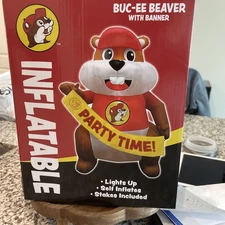 Buc-ee's Beaver Mascot 6' Ft  Inflatable Party Time Lighted Bucees NEW NIB
