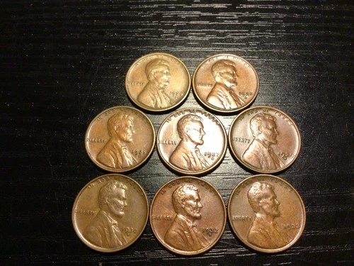 (8) Diff Date/MM Lincoln Wheat Cents. 1920-1933, XF-AU! Great Lot, Beautiful!