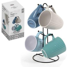 Set 4 tazze mug + stand verticale tazza The Te tisana cappuccino latte 360 ml