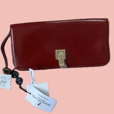Alberta di Canio Red Leather Clutch Bag Made in Italy   Gold Hardware NWT Vintag