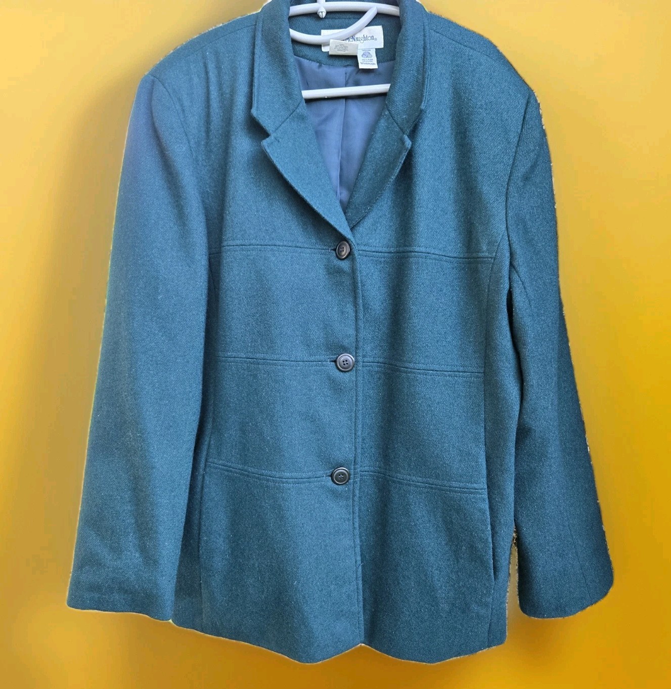 Norton McNaughton 100% Wool Teal Green Blazer Jacket Women's Size 16