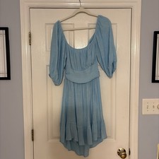Shein dress Blue Spring Party dress Off shoulder Open back w/tie M Wedding Guest