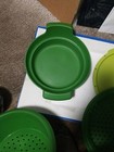 Tupperware Double Colander/Strainer  Green w/handles on base & Lid;4 Pieces;NICE — photo 9