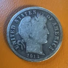 1913-P Barber Dime 10C Silver Business Strike Coin, Circulated