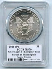 2021 (P) $1 Silver Eagle Emergency T1 PCGS MS70 Legends of Life Fergie Jenkins