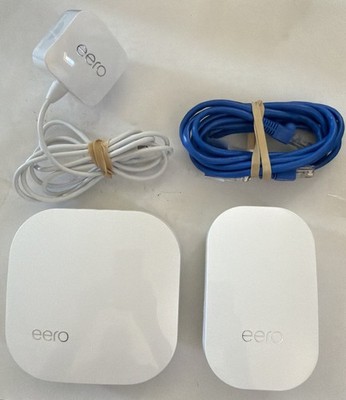 eero Pro B010001 Mesh WiFi Router and Beacon D010001 Extender Home Mesh W/ Cords