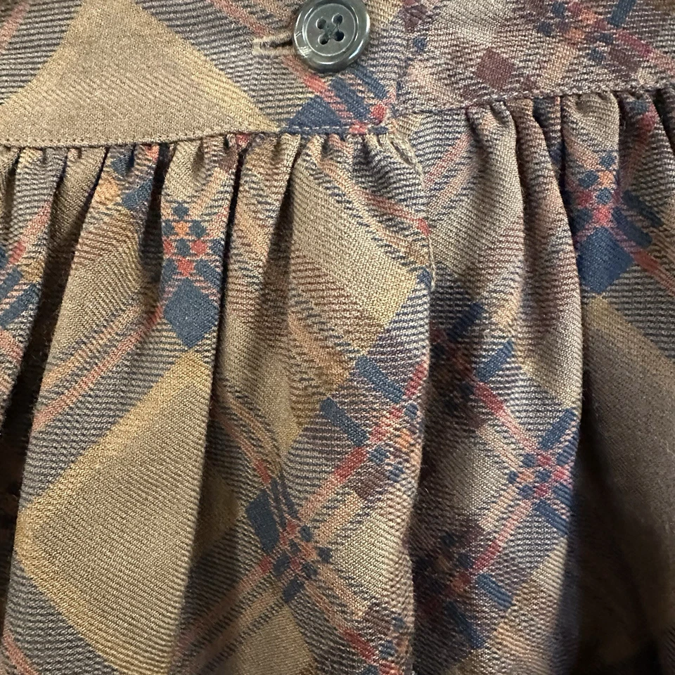Falda larga vintage de lana Ralph Lauren a cuadros con dobladillo de cachemira para mujer 12 marrón Foto 4 de 4
