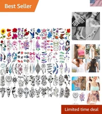 Waterproof Temporary Tattoos: 72 Sheets of Stunning Flower & Butterfly Body Art