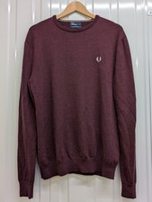 Fred Perry Jumper Mens XL Mahogany Merino Wool Crew Neck Ska Mod Scooter Skins