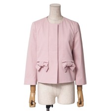 RED VALENTINO No Collar Jacket Size 38 Ribbon Cotton