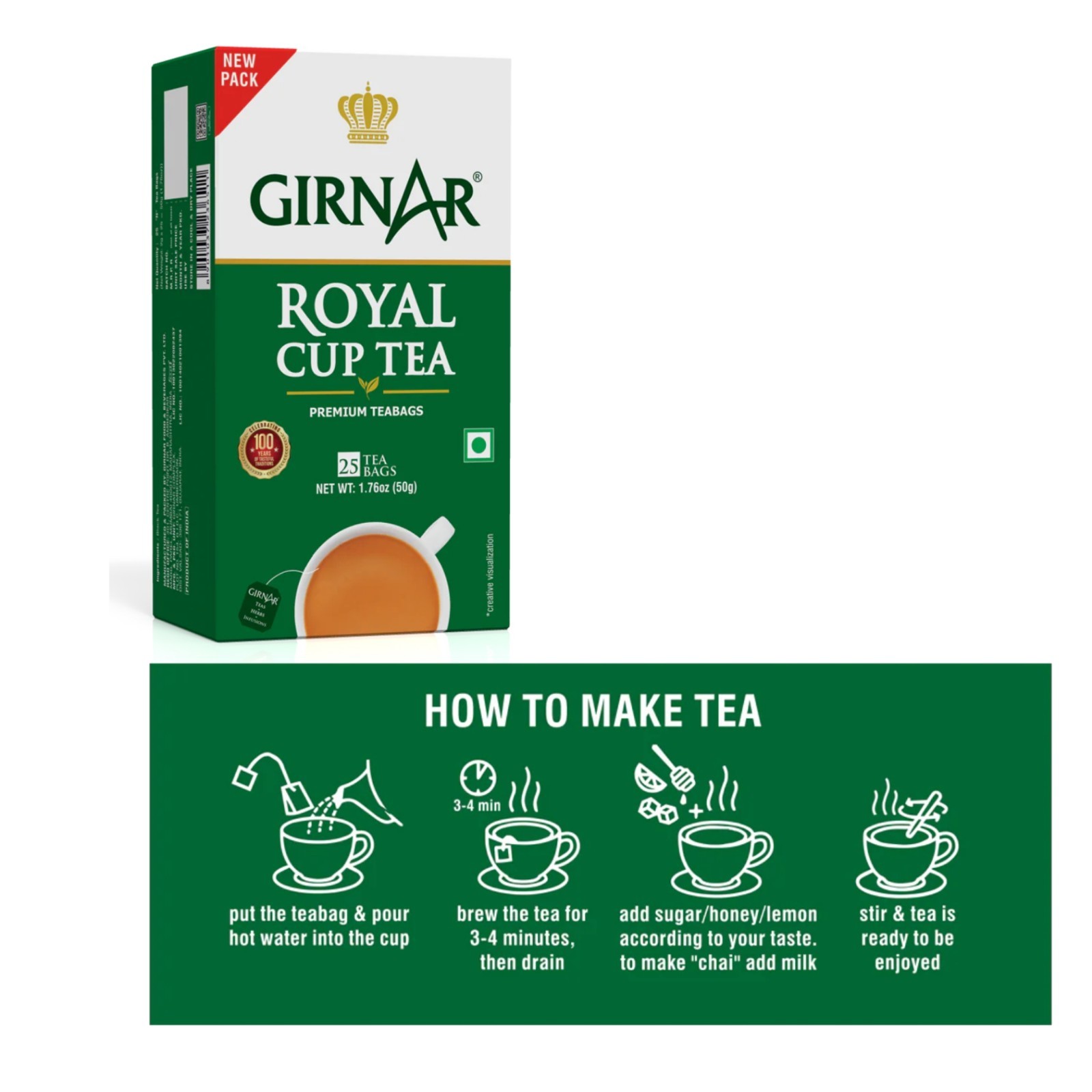 Girnar ROYAL CUP TEA Premium Tea Bags 25 Tea Bags
