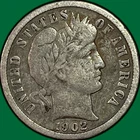 1902 Barber Dime Very Fine VF Coin #38481