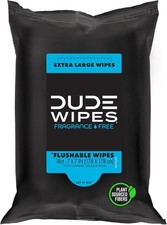 DUDE Wipes - Flushable Wipes for Adults - Unscented - 18 Count - Vitamin-E  Alo