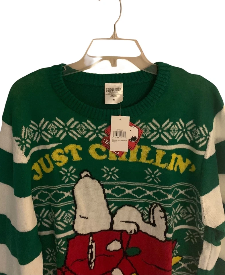 Suéter de Navidad Feo Gráfico Snoopy Snoopy Verde PEANUTS NUEVO CON ETIQUETAS Mediano Foto 2 de 4