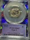 1913 TYPE 2 BUFFALO NICKEL PCGS MS-63 FLASHY ROTATED DIE TRADER BEA