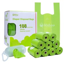 USBOO Disposable Diaper Bags for Baby, 9 Refill Rolls/108 Bags  OXO-Biodegrada...