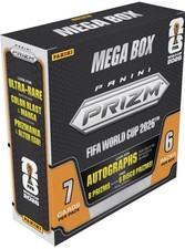 2026 Panini Prizm FIFA World Cup Soccer Sealed 6 Pack Mega Box 42 Cards Per Box