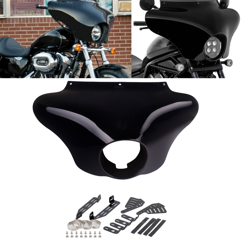 Front Batwing Fairing w/ Brackets For Harley Dyna Sportster Custom XL883C XLH883