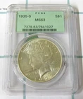 1935-S Peace Silver Dollar San Francisco Mint PCGS MS63 Uncirculated