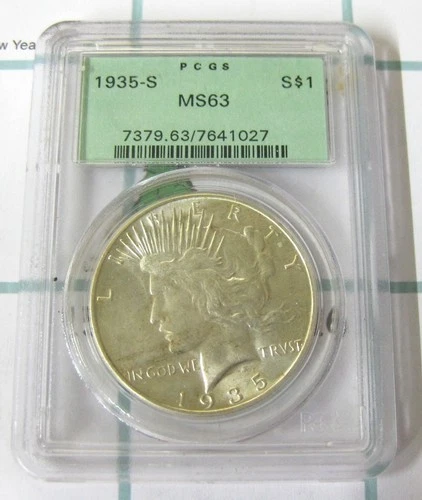 1935-S Peace Silver Dollar San Francisco Mint PCGS MS63 Uncirculated