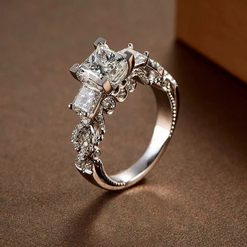 1.75Ct Princess Lab Created Diamond 14K White Gold Finish Anniversary Gift Ring