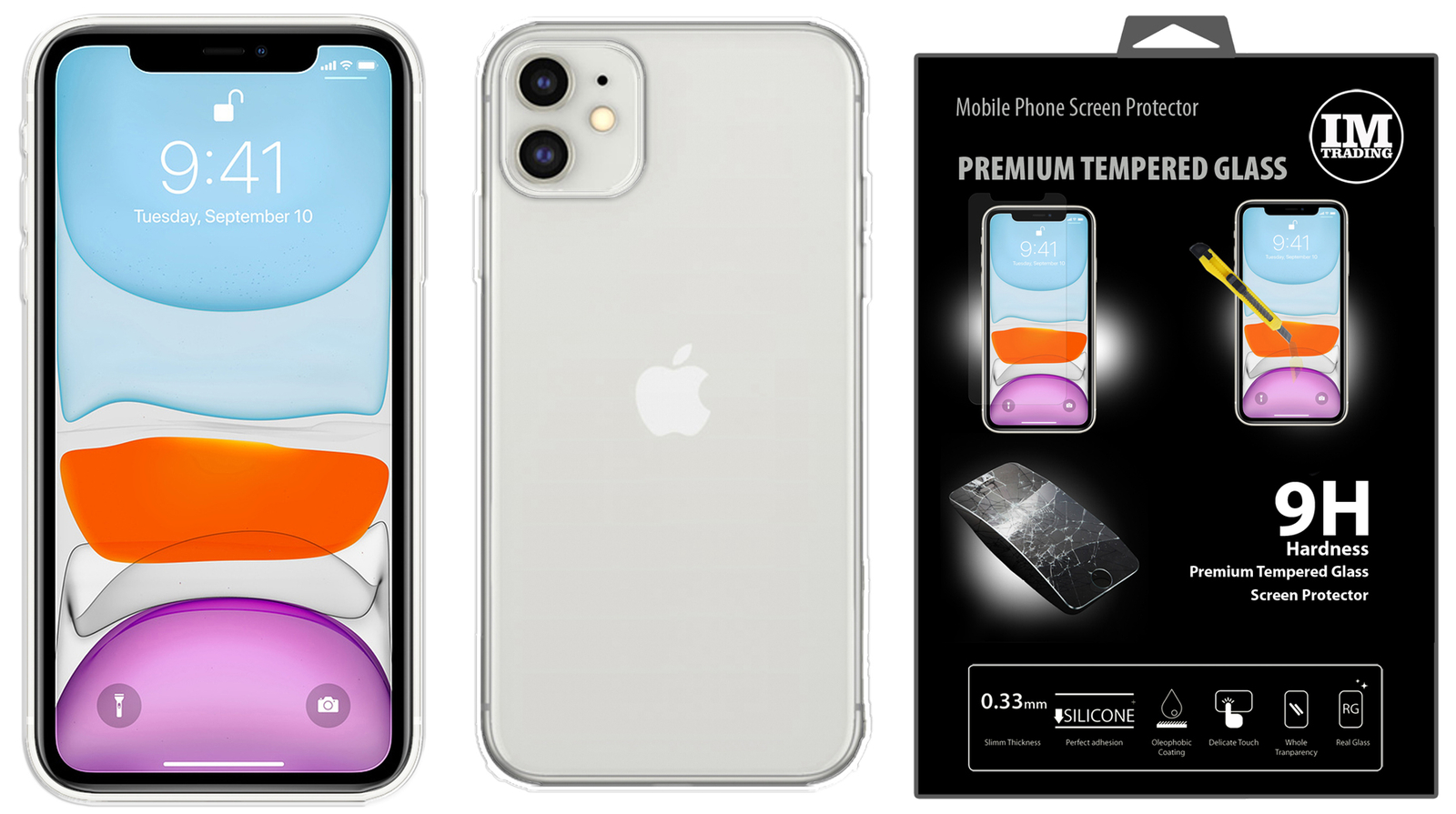 Силиконовый чехол-бампер Schutzglas + 9H Schutzglas для iPhone 11 Pro Max