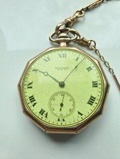 1920 Waltham Octagon Case Grade No. 225 12S 17 Jewels Pocket Watch