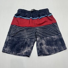 Spyder Red Grey Striped Swim Trunk Boys Sz M