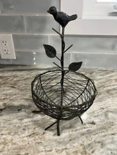 Bird Nest Basket Wire Art Rustic 10"
