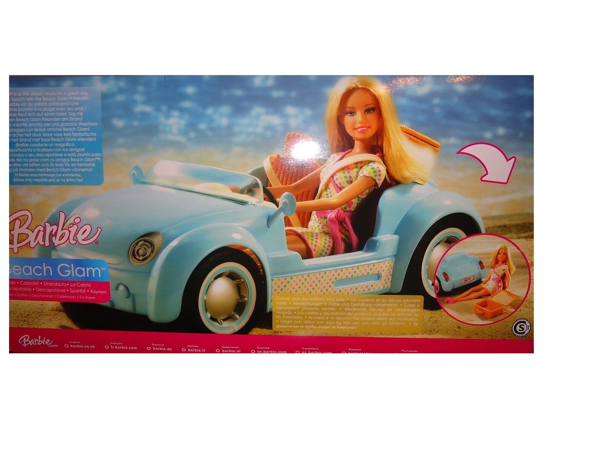 Barbie Beach Glam cruiser car doll gift set 2006 Rare HTFN BNIB