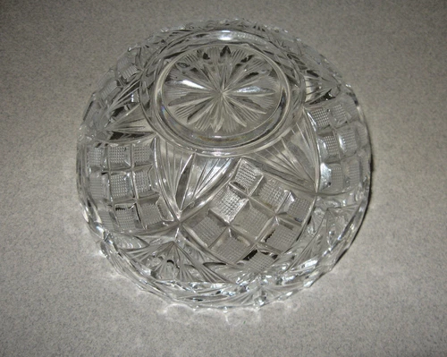 Vintage Cut Glass Crystal Bowl Diamond Pattern 2 1/4" tall x 4 3/8"
