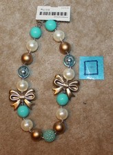 Baby/Toddler BLING NECKLACE teal  gold New w/ Tags