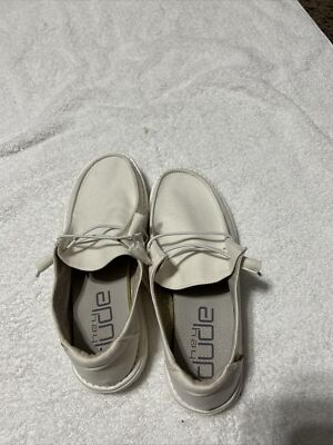 Hew Dude Women s Wendy Chambray Wht Shoes Slip On Loafers Sz  9