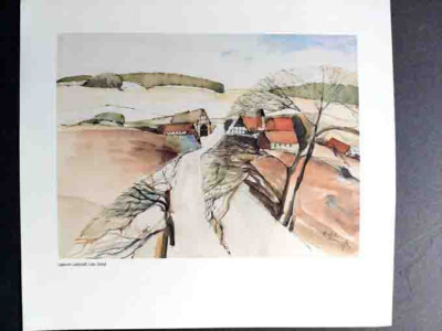 Kunstblatt Lippische Landschaft, Erika Stumpf Druck 24 x 28,5 cm