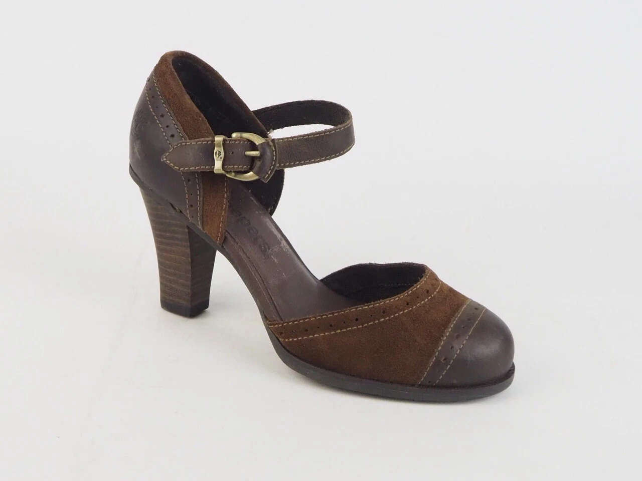 Sandali donna Timberland Wingate Mary Jane 3702R in pelle marrone con tacco