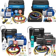 3.5CFM-14.4CFM HVAC Air Vacuum Pump Manifold Gauge Set AC A/C Refrigeration Kit