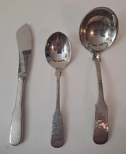Towle Stainless Germany HAMMERED Serving Set, Scoop, Spoon & Knife