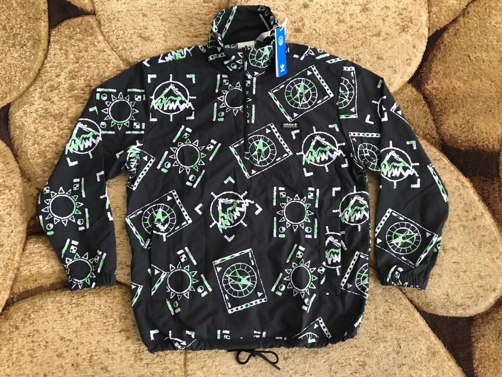 Adidas Lightweight 1/4 Zip Pullover Windbreaker Mens Size Small Black NWT $150-