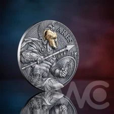 Ares The Great Greek Mythology 2 oz Antique finish Silver Coin Cameroon 2024