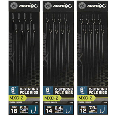 Fox Matrix MXC-2 Barbless X-Strong Pole Rig - 8 Vorfächer zum Stippfischen