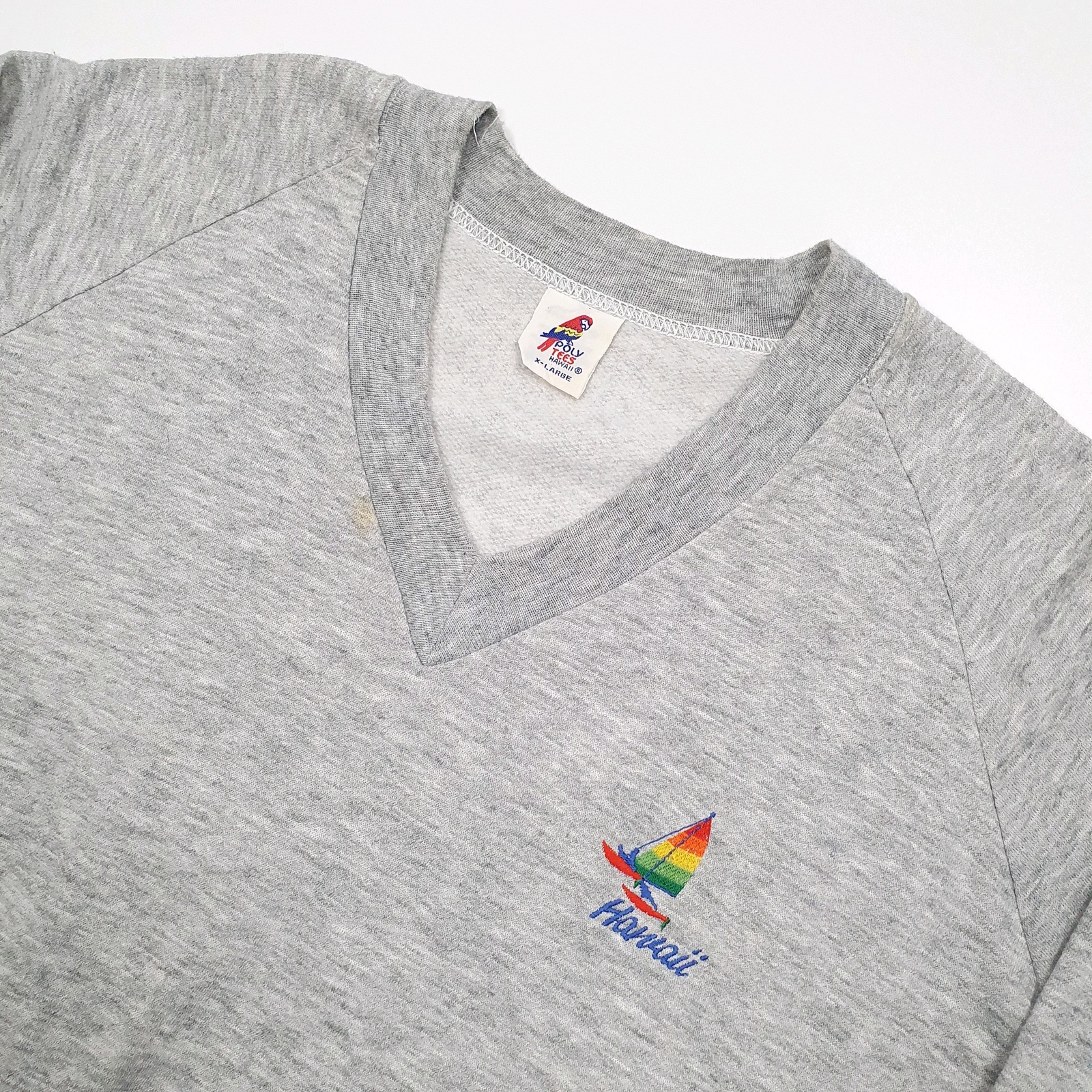 Mens POLY TEES HAWAII Cotton V Neck Jumper Sweatshirt L image 2