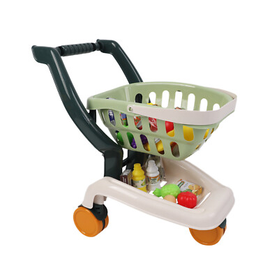 Kinder Lebensmittelgeschäft Spielset Einkaufswagen & 35 vorgetäuschte Lebensmittel Spielzeug Rollenspiel grün