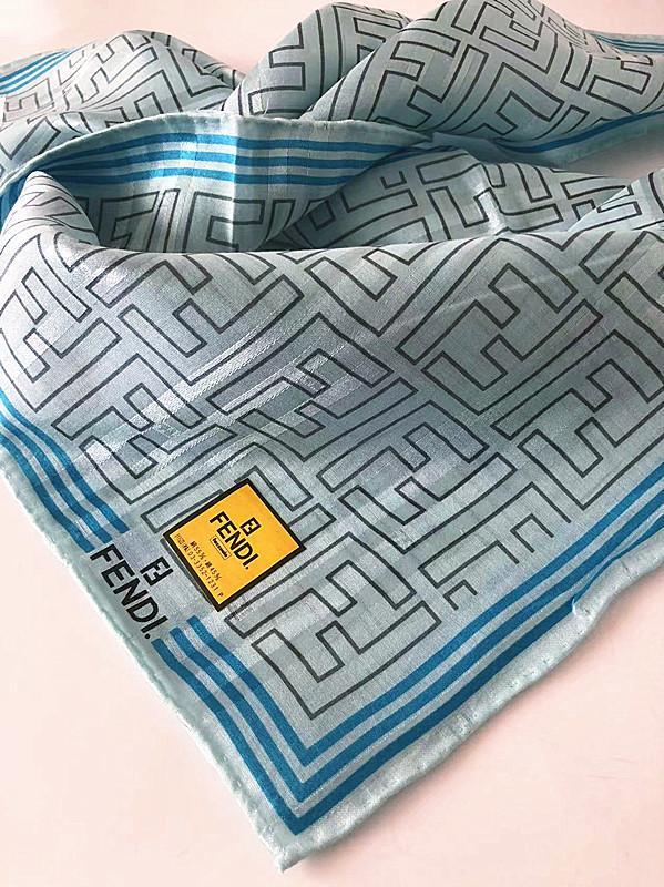 FENDI scarf stripe & Zucca pattern 58 x 58 cm silk 55% cotton 45