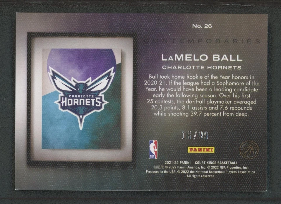 2021-22 LAMELO BALL 16/99 panini court kings contemporar-es - Image 2 of 2