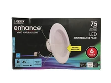 FEIT Electric 5/6 in. 75W Dimmable LED White Recessed Light Trim 6-Pack